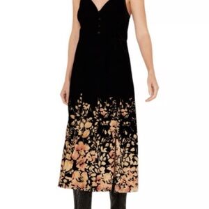 Urban Outfitters 90's Y2K Whimsigoth Goth Witchy Velour Floral Maxi Dress Size L